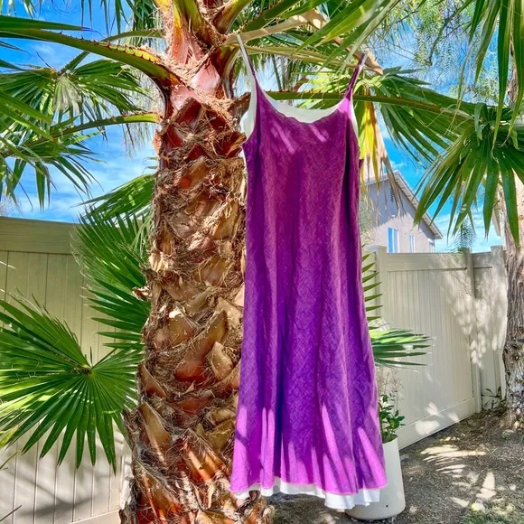 CP SHADES Faye 100% Linen Long Slip Dress in Purple Pink